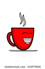 Smiling coffee cartoon character