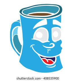 smiling coffee cup cartoon