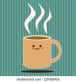 Smiling coffee cup - cute cartoon