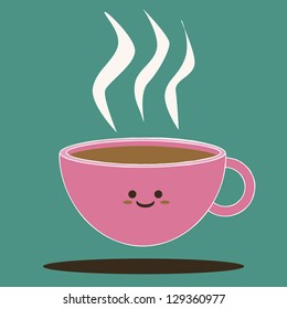 Smiling coffee cup - cute cartoon