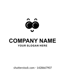 smiling coffee cup with eye glasses vector logo illustration - Vector