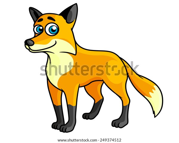 Smiling Colored Cartoon Fox Bushy Tail Stock Vector (Royalty Free ...