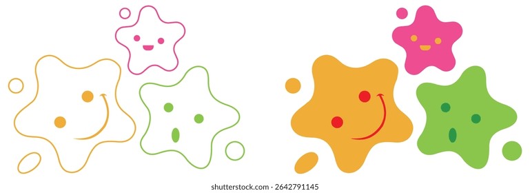 Smiling Colorful Blob Characters for Kids.