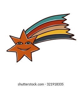 Smiling comet Moon Cartoon Character. Vector Illustration on transparent background