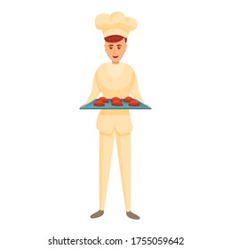Smiling confectioner icon. Cartoon of smiling confectioner vector icon for web design isolated on white background