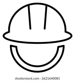 Smiling construction hard hat icon symbolizes safety at work and on site Great for industrial or occupational health promotions