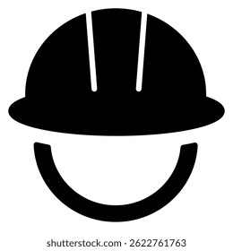 Smiling construction hard hat icon symbolizes safety at work and on site Great for industrial or occupational health promotions