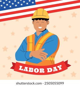 Smiling construction worker celebrating Labor Day