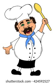 Smiling cook with open arms