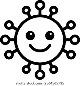 Smiling coronavirus emoticon flat icon, vector sign, Grinning Face sign, symbol, vector, art