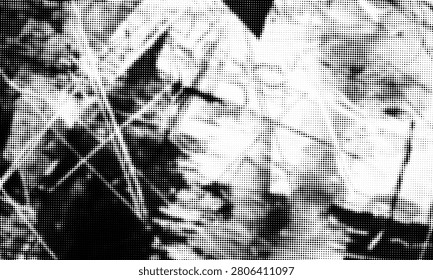 Smiling couple captured in a grainy, high-contrast halftone style that evokes vintage newspaper print and nostalgic emotion. Close-up, candid portrait conveying joy, connection, and retro graphic texture.