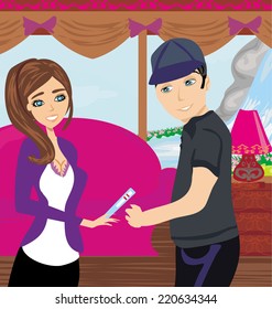 Smiling couple finding out results of a pregnancy test