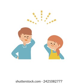 Smiling couple, couple, illustration material of make-up