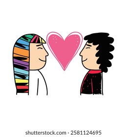 Smiling couple in love, facing each other