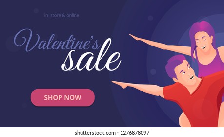 Smiling couple in love. Vector illustration to celebrate the day of lovers.