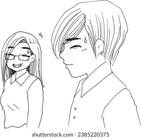 Smiling couple, man and woman