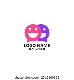 smiling couple message logo design vector