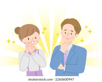 Smiling couple and sparkly background