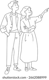 Una pareja sonriente de pie juntos.