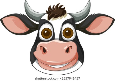 Smiling cow face with big expressive eyes