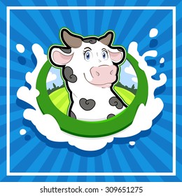 Smiling cow logo. Vector clip art illustration.