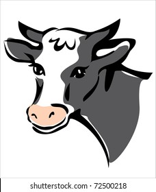  smiling cow portrait isolated illustration