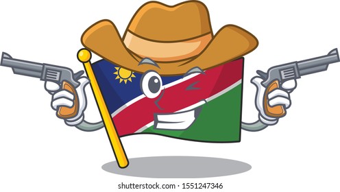 smiling cowboy flag namibia cartoon character working