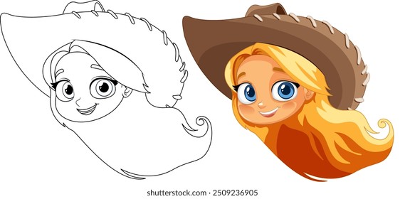 Smiling cowgirl wearing a large hat