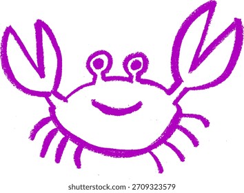 Vetor de desenho de cera de giz de giz de cera de caranguejo sorridente