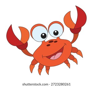 Smiling crab isolated on a white background