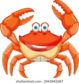 Smiling crab with raised claws