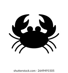 Smiling Crab Vector Silhouette, Fun Sea Creature Icon for Beach-Themed Designs.