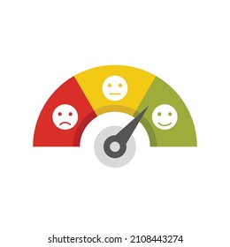 Smiling credit score icon. Flat illustration of smiling credit score vector icon isolated on white background