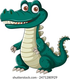 Smiling crocodile with big eyes and spikes