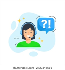 Lächelnde Customer Service Agent Illustration flachen Entwurf Vektor leeren Zustand ui Element Call Center Support-Konzept