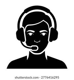 Smiling customer support agent in headset providing assistance and service with friendly demeanor