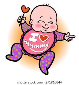 Smiling cute adorable new born baby, vector hand drawn child