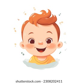 smiling cute baby face vector art illustration logo