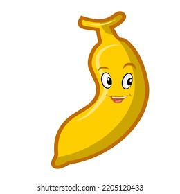 Smiling Cute Banana, Clip Art Isolated On White Background Suitable For Sticker Print Design, Illustration Or Collection.