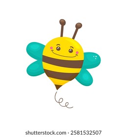 Smiling cute bee. Vector stock image isolated on white background. Vector stock image isolated on white background. Single element.