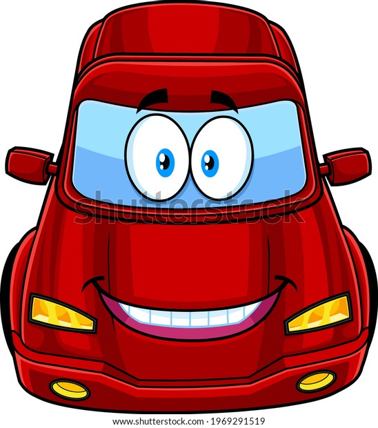 Smiling Cute Car Cartoon\
Character. Vector Hand Drawn Illustration Isolated On Transparent\
Background