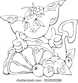 Smiling cute cartoon character, funny isolated vector stock illustration for children books, coloring, greeting or invitation cards, stickers, prints or logo, web design or apps
