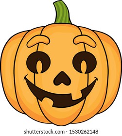 smiling cute cartoon pumpkin for halloween.vector on a white background