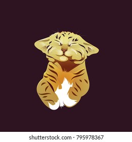 Smiling cute cat. T-shirt print, illustration, poster design. Vector isolated  Objects.Cartoon character.