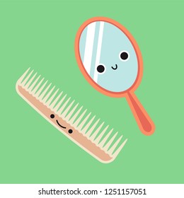 Smiling Cute Comb and Mirror, Habituate kid card.