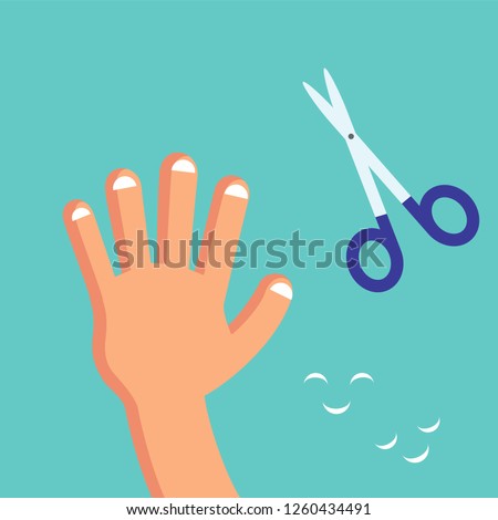 Smiling Cute Cutting nails to a child, Habituate kid card or poster.