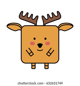 smiling  cute deer elk flat emoticon