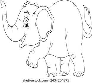 Smiling cute elephant with its left front foot up