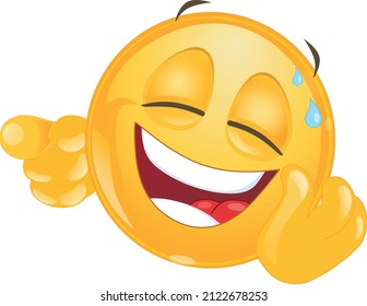 Smiling cute emoji, vector image.