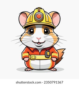 Lächelnder süßer Hamster in einer FeuerwehrKostüme